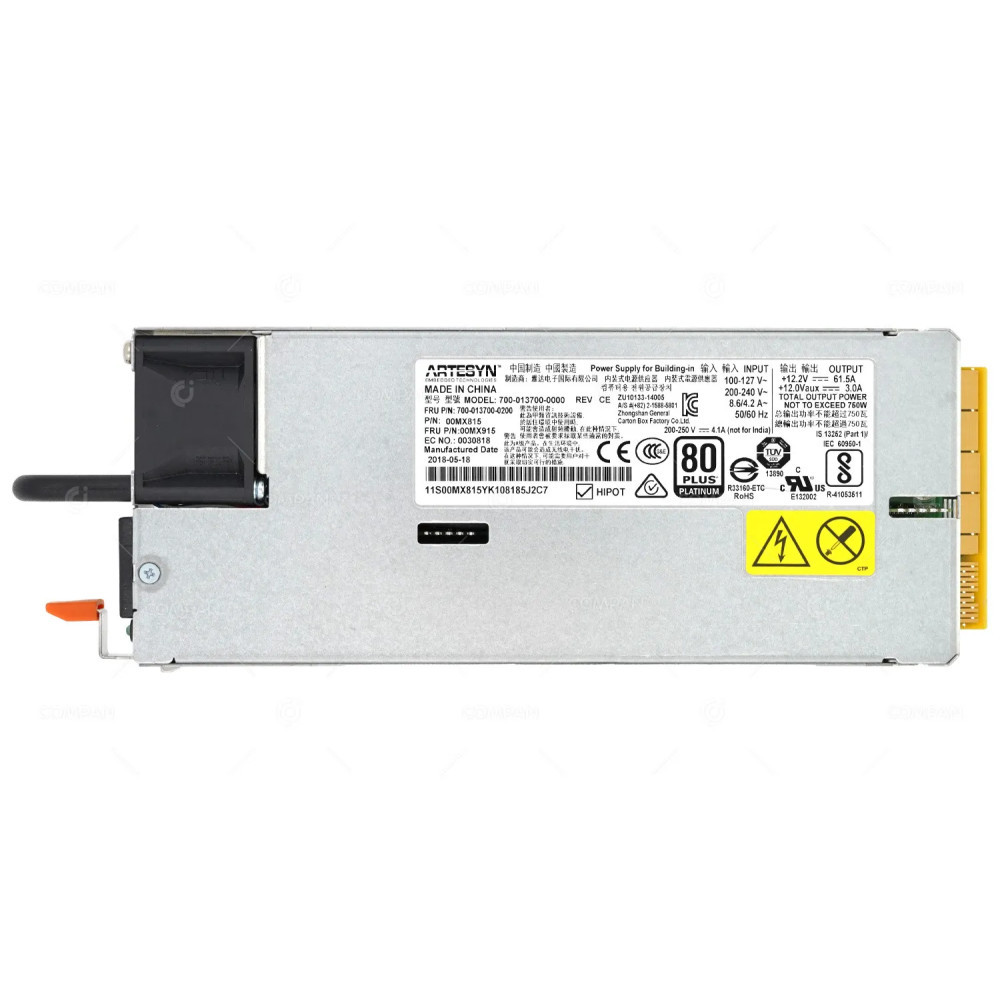 00MX915  LENOVO  750W HIGH EFFICIENCY PLATINUM AC POWER SUPPLY FOR SYSTEM X